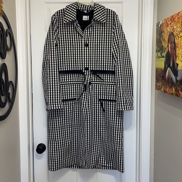 Burberry Black & White Gingham Technical Wool Loop-back Car Coat, NWT - Picture 5 of 15